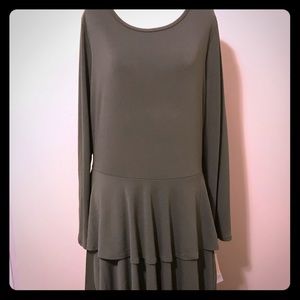 2XL Olive Green long sleeved ruffled Georgia dress
